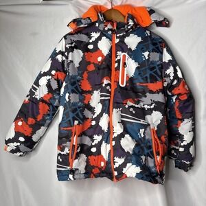 KULUOXING Kids 16 Ski Snowboard Waterproof Insulated Jacket Neon Orange Multi
